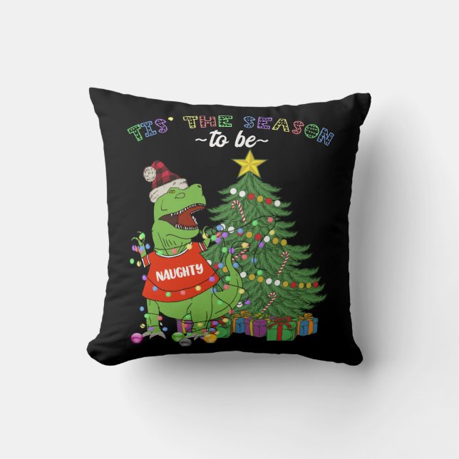 Coussin Dinosaure de Noël (Recto)