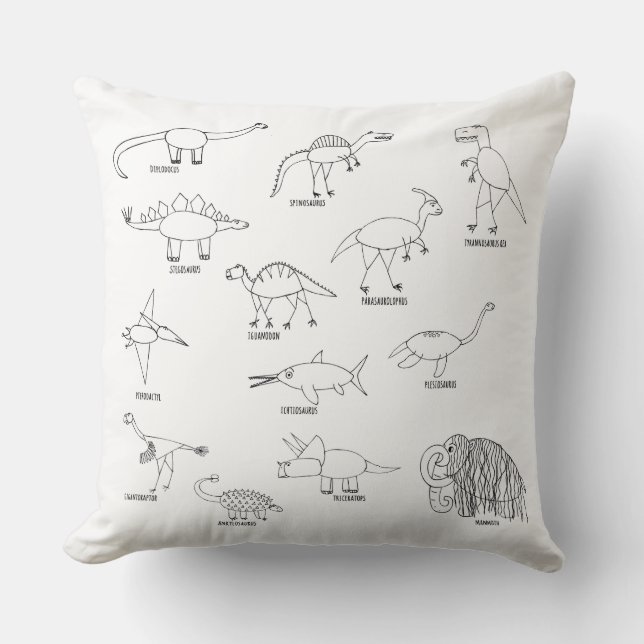 Coussin Dinosaure Dino Enfants Minimalistes (Recto)