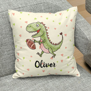 Coussin Dinosaure Mignon Jouant au Football Personnalisé