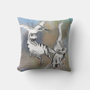Coussin Dinosaures à l'aquarelle pour enfants
