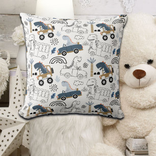 Coussin Dinosaures amicaux en Motif de voitures