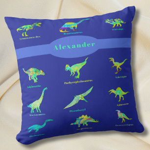 Coussin Dinosaures colorés Nom personnalisé
