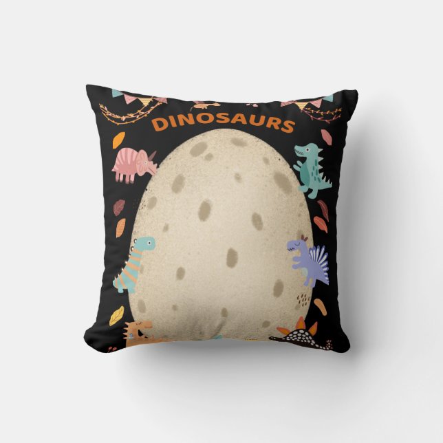 Coussin Dinosaures d'aquarelle adorable avec gros Oeuf Din (Recto)