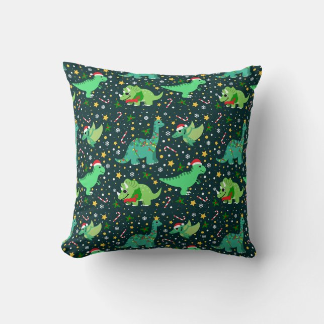 Coussin Dinosaures de Noël (Recto)
