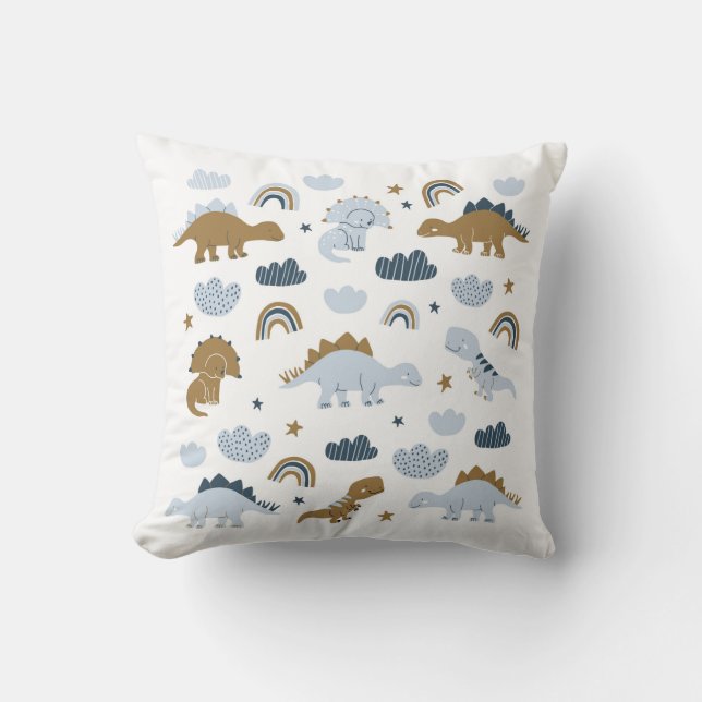 Coussin Dinosaures dessinés à la main dans le style scandi (Recto)