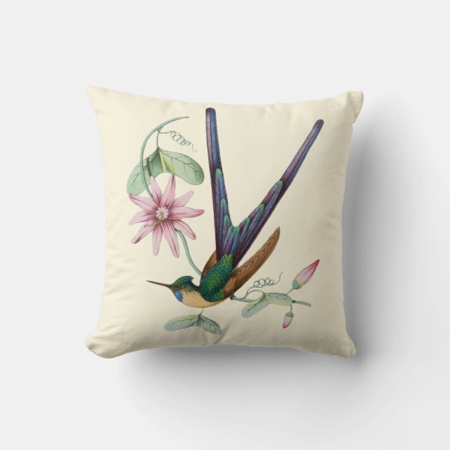 Coussin d'intérieur floral 16x16 de colibri de (Recto)