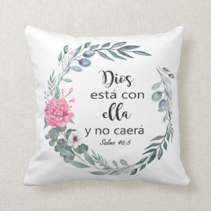 Coussin Dios está con ella y no caerá, espagnol Bible Cita