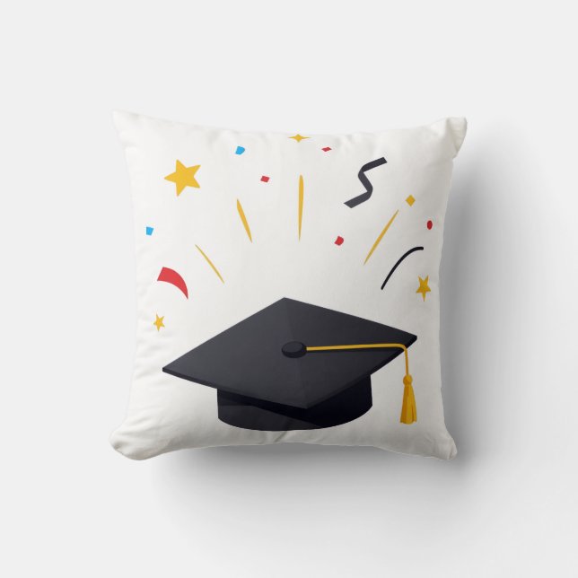 Coussin Diplômés heureux lançant leurs casquettes en céléb (Recto)