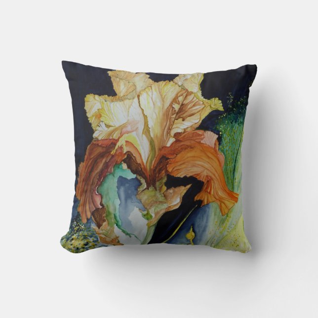 Coussin d'iris orange et jaune (Recto)