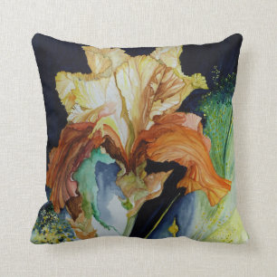 Coussin d'iris orange et jaune