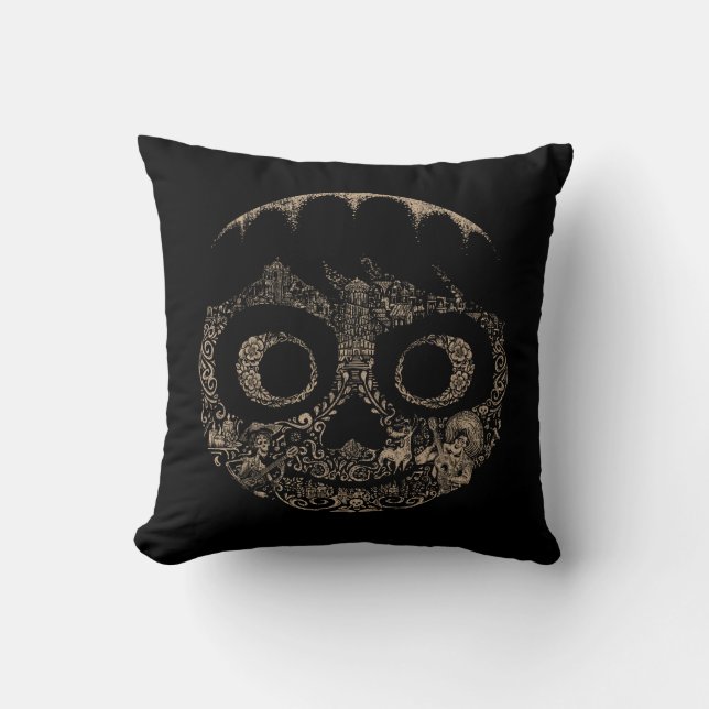 Coussin Disney Pixar Coco| Miguel| Graphique du crâne orné (Recto)