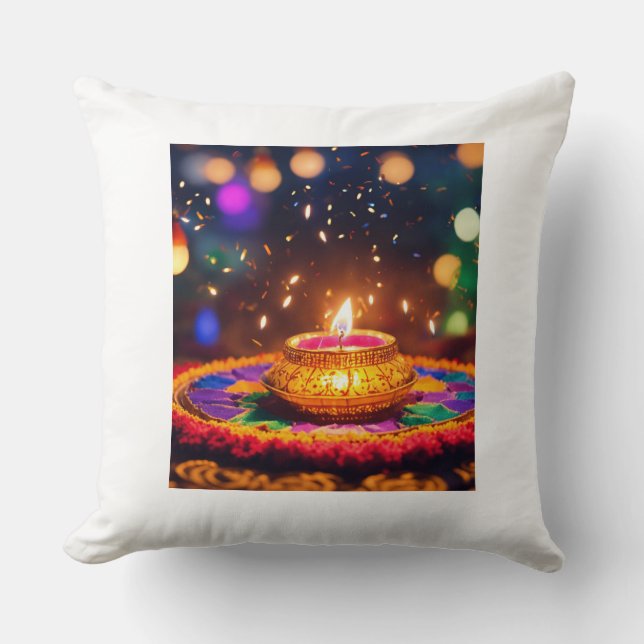 Coussin Diwali Diya Lampe légère Auspicious occasion (Recto)