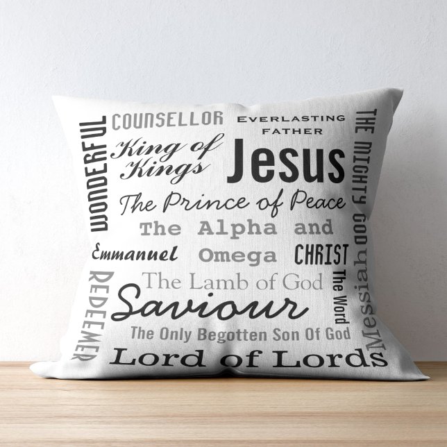 Coussin Dix-sept noms de Jésus (The Names of Jesus Throw Pillow)