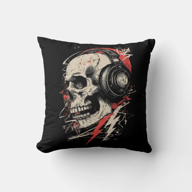 Coussin DJ Skull Headphones Lightning Music Electronic Got (Recto)