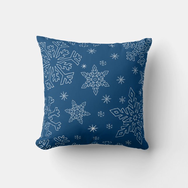 Coussin Dk Blue Christmas BG Snowflake Boarder Clipart (Recto)