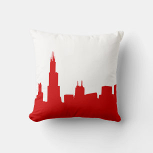 Coussin do-it-yourself BG Chicago Skyline Silhouette rouge