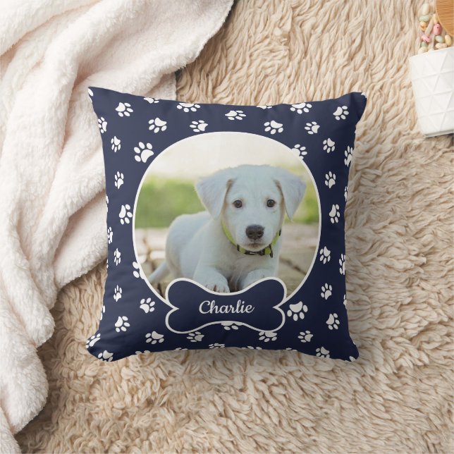 Coussin do-it-yourself Chien Photo Cercle Nom Bone White P (Couverture)