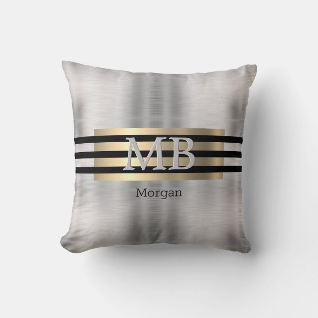 Coussin do-it-yourself Monogramme & Nom, Yel Gold brossé a (Recto)
