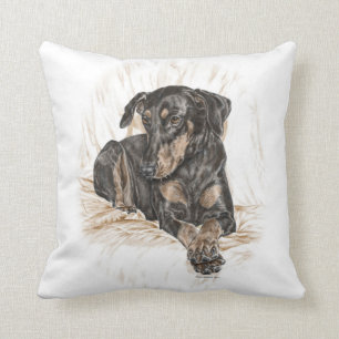 Coussin Doberman Chien oreilles naturelles