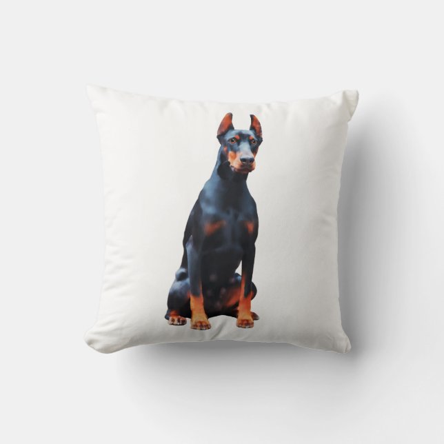 Coussin Doberman peinture couleur de l'eau (Recto)