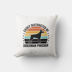 Coussin Doberman Pinscher Graphique Vintage Coucher de Sol