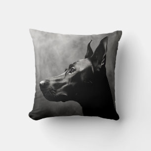Coussin Doberman Pinscher noir et blanc