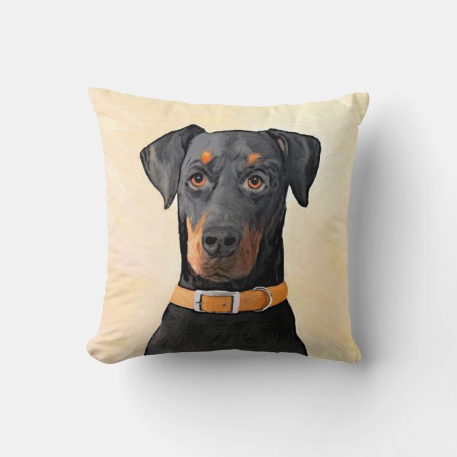 Coussin Doberman Pinscher Peinture non découpée Art origin (Recto)