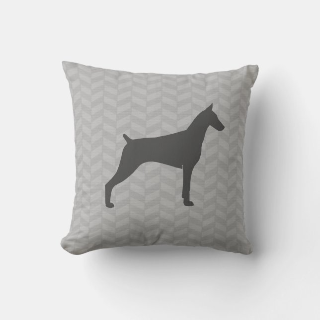 Coussin Doberman Pinscher Silhouette (Recto)