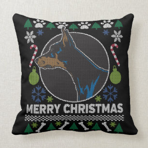 Coussin Doberman Pinscher, vilain chien de Noël
