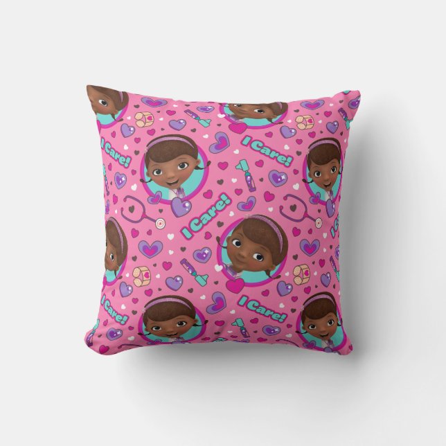 Coussin Doc McStuffins| J'aime le Motif rose (Recto)