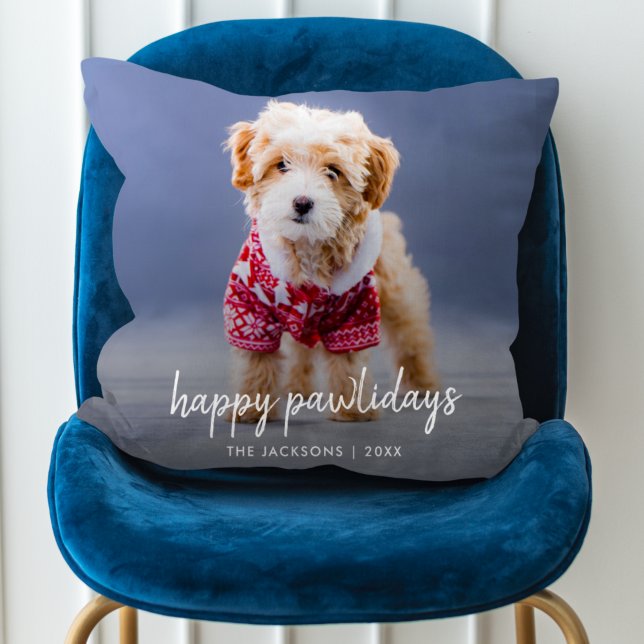 Coussin Dog Christmas | Cute Puppy Happy Pawlidays (Créateur téléchargé)