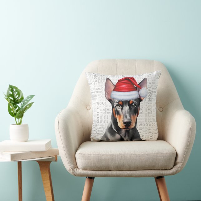 Coussin Dog Lover's Doberman Pinscher Christmas (Chaise)