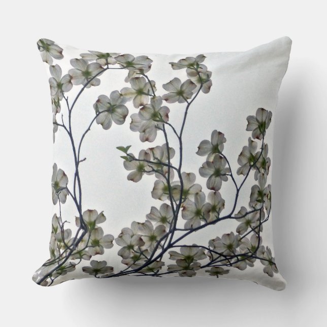 Coussin Dogwood à fleurs blanches (Recto)