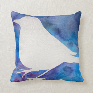 Coussin d'oiseau d'aquarelle
