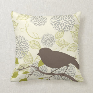 Coussin d'oiseau et de fleur