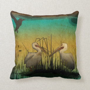 Coussin d'oiseaux pélicans