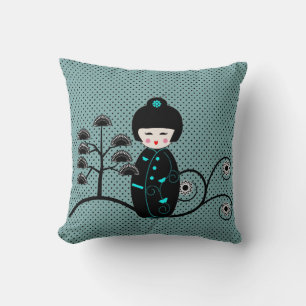 Coussin Doll Black and Blue Polka Dot