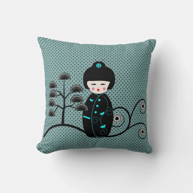 Coussin Doll Black and Blue Polka Dot (Recto)