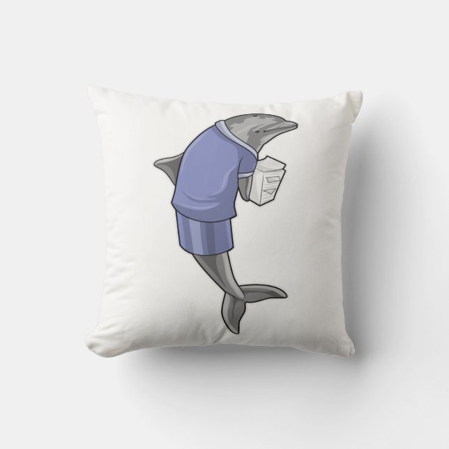 Coussin Dolphin as Secretary with Stack of paper (Recto)