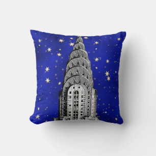 Coussin Dôme du Chrysler Building et ciel bleu étoilé