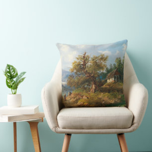 Coussin Dominik Schufried Un paysage montagneux avec...