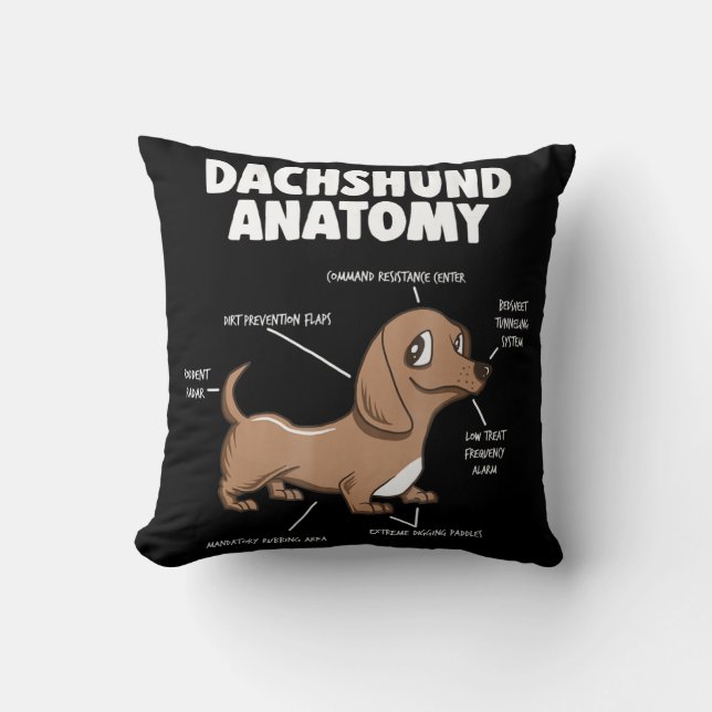Coussin Don de chien| Anatomie Dachshund Funny Weiner (Recto)