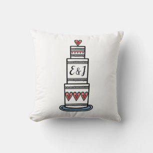 Coussin Don d'illustration de gâteau Mariage personnalisé