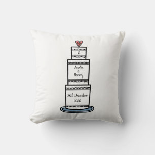 Coussin Don d'illustration de gâteau Mariage personnalisé
