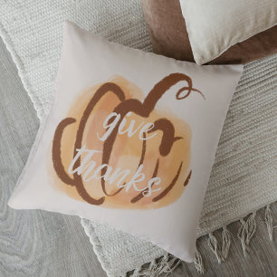 Coussin Donnez Merci Citrouille d'aquarelle d'automne