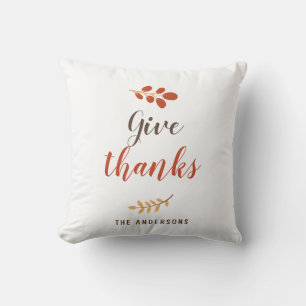 Coussin Donnez Merci Script Thanksgiving Automne Simple