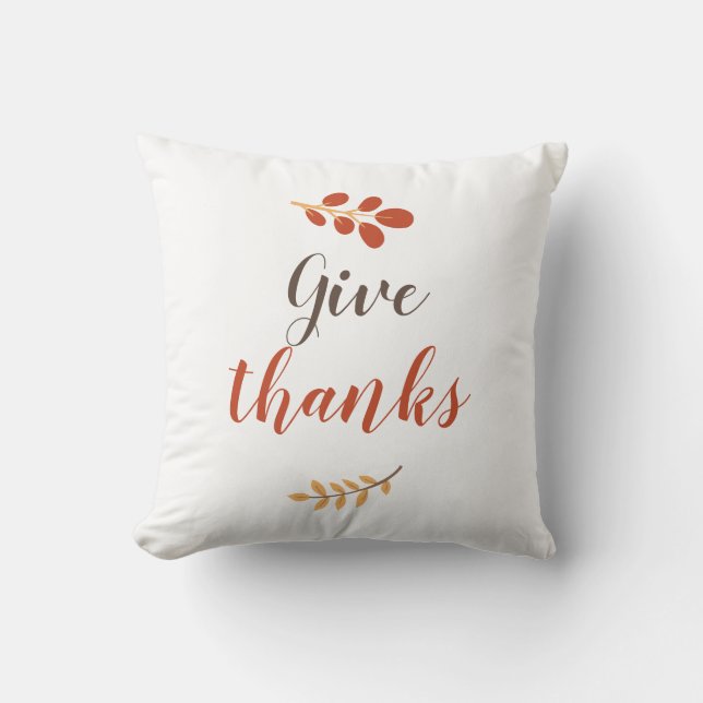 Coussin Donnez Merci Script Thanksgiving Automne Simple (Recto)