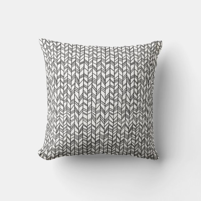 Coussin Doodle noir et blanc (Recto)