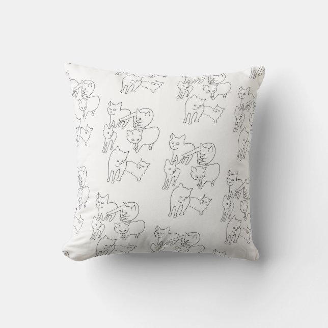 Coussin Doodles de chat (Recto)