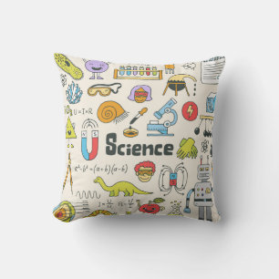 Coussin Doodles de science : Ensemble d'écoles à main.